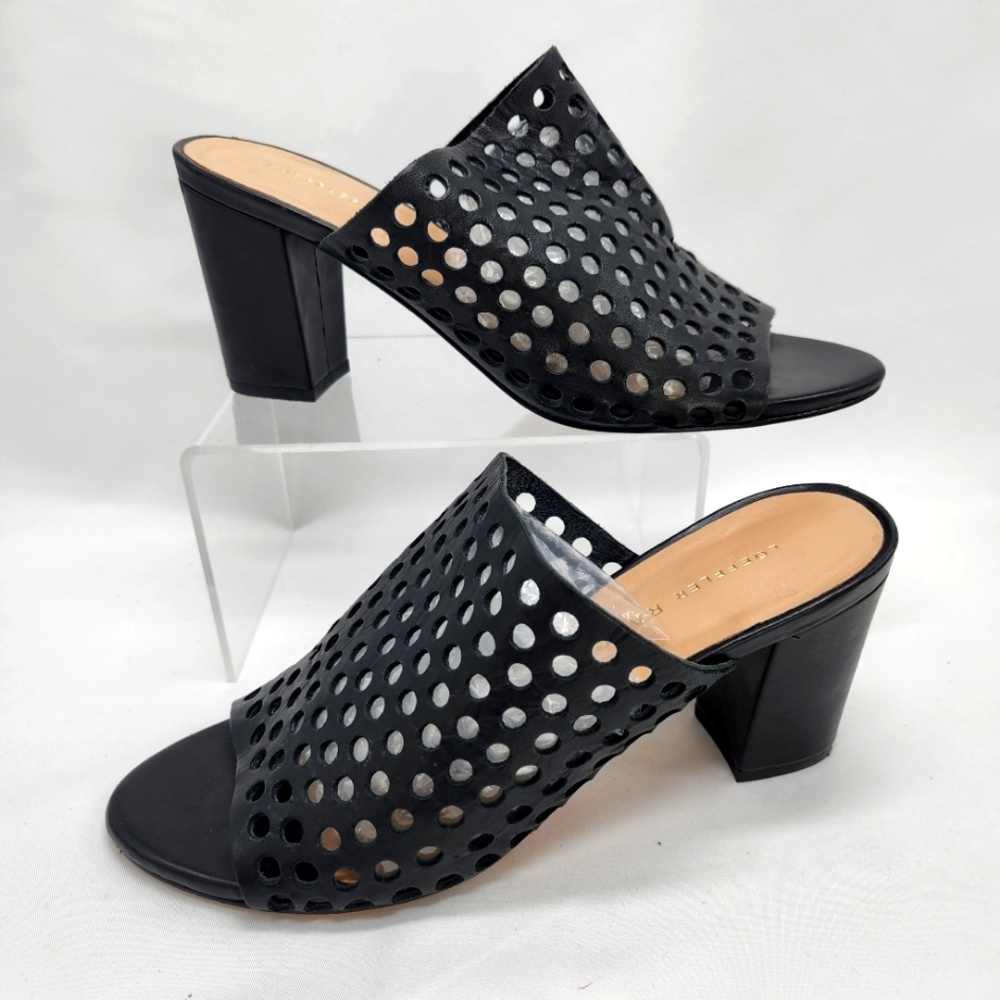 Loeffler Randall Shea Perforated Mule Pumps open toe black leather 6 Brazil